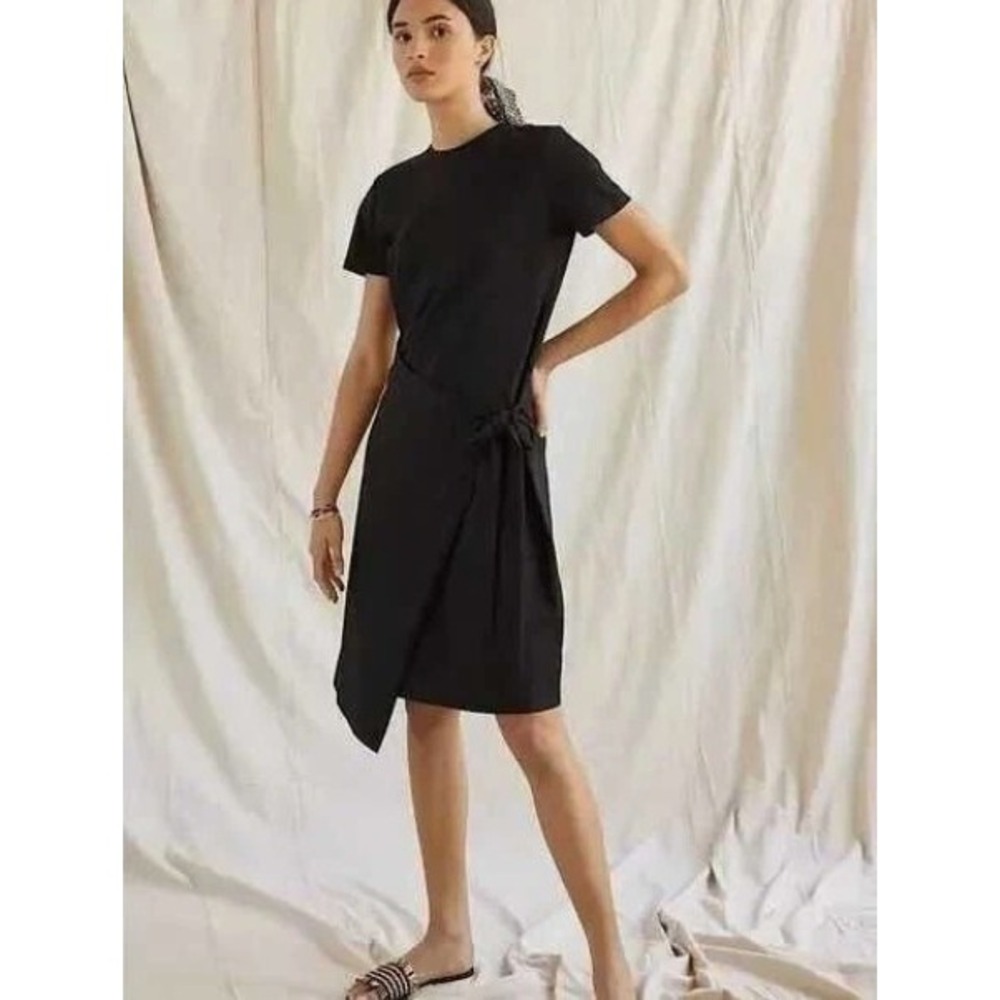 Anthropologie Dolan‎ Left Coast Black Cotton Tie Knot T-Shirt Dress Small